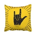 thumbnail image 1 of BOSDECO Metal Rock Hand Sign Silhouette With Rays Label Tattoo Arm Authentic Band Beam Concert Cut Pillowcase Throw Pillow Cover 18x18 inches, 1 of 1