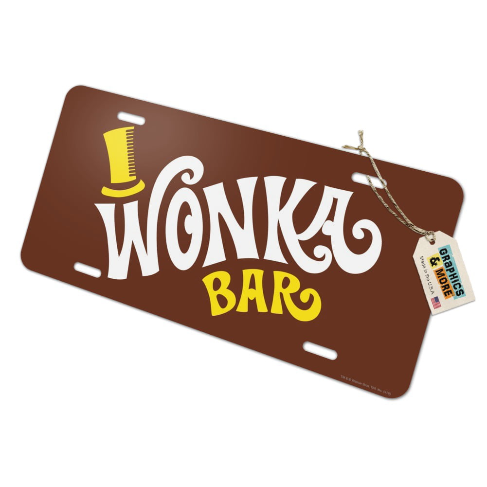 Willy Wonka and The Chocolate Factory Wonka Bar Logo Novelty Metal Vanity Tag License Plate 