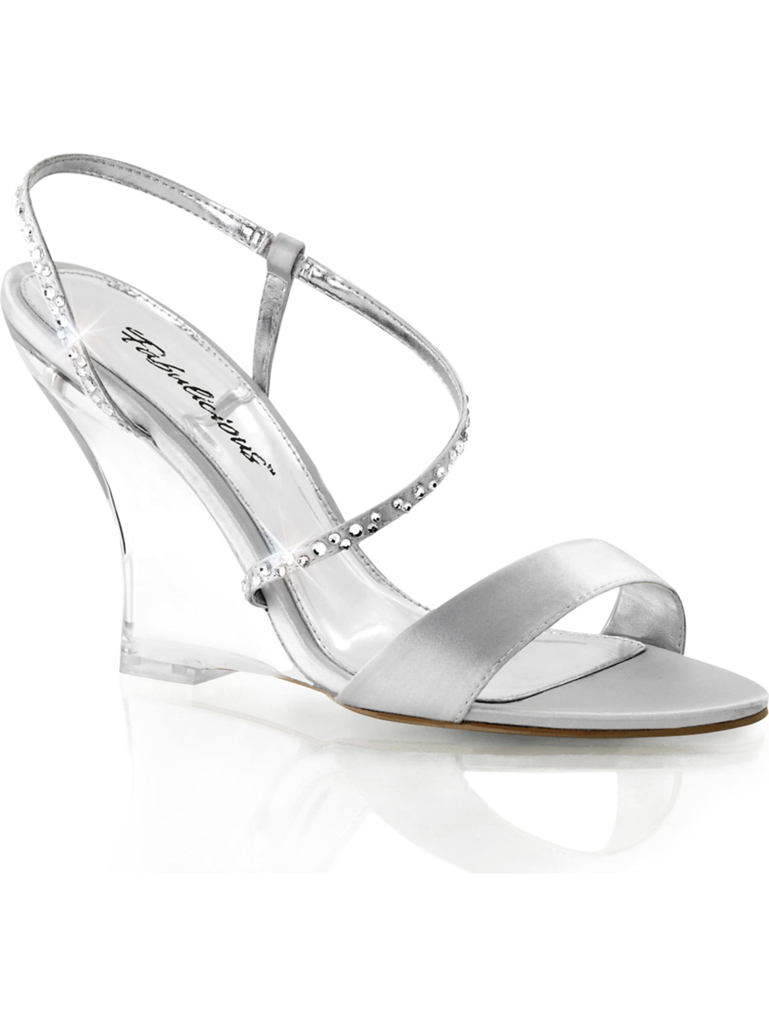 silver wedge heels