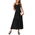 thumbnail image 2 of INSPIRE CHIC Women's Summer Casual Sleeveless Crew Neck Sundress A-Line Flowy Tiered Maxi Dress XL Black, 2 of 6