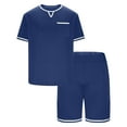 thumbnail image 7 of 2 Pcs Mens Summer Loungewear Sets Ultra Soft Athletic Stretch Pajama Top Striped Basic Nightdress Loose Fit Textured Shorts Light Breathable Quick Dry Sleepwear Nightdress Set Suits, 7 of 7