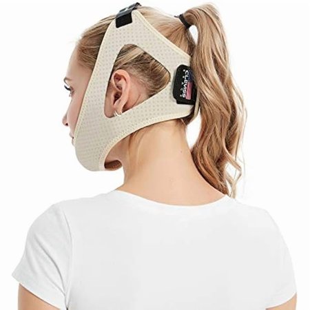 Anti Snoring Chin Strap for CPAP Users- Double Adjustable Snoring Solution/Sleep Aid for Men and Women, Stopper Chin Straps for Snoring Sleeping Mouth Breathers (Beige)