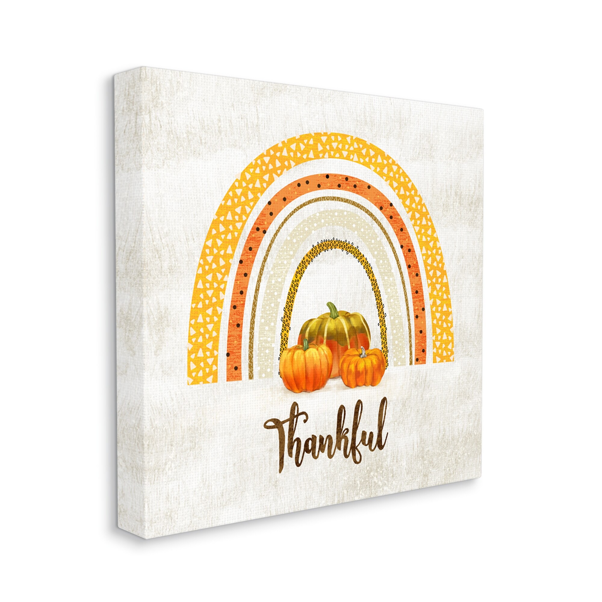 Stupell Industries Thankful Text Orange Autumn Rainbow Abstract Patterns, 36 x 36,Design by Ziwei Li