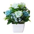 thumbnail image 2 of Conditiclusy Mini Artificial Potted Flowers, Fake Silk Camellia Flowers Plants in White Plastic Pots for Office Desktop Home Wedding Party Decoration, 2 of 8