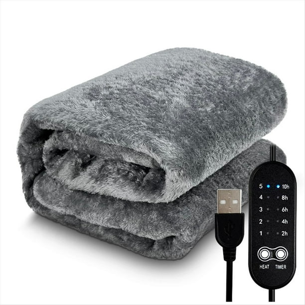 Manta Calefactora Eléctrica con USB, Manta Calefactora de Felpa para Invierno, Temperatura Ajustable, Almohadilla Calefactora de 80 X 160 cm