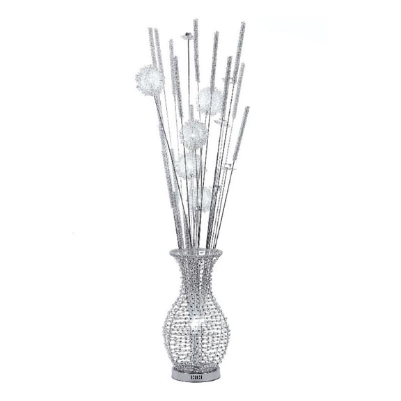 Benjara 63" Floor Lamp- Flower Vase Design- Wire Base- Metal- Chrome Finish