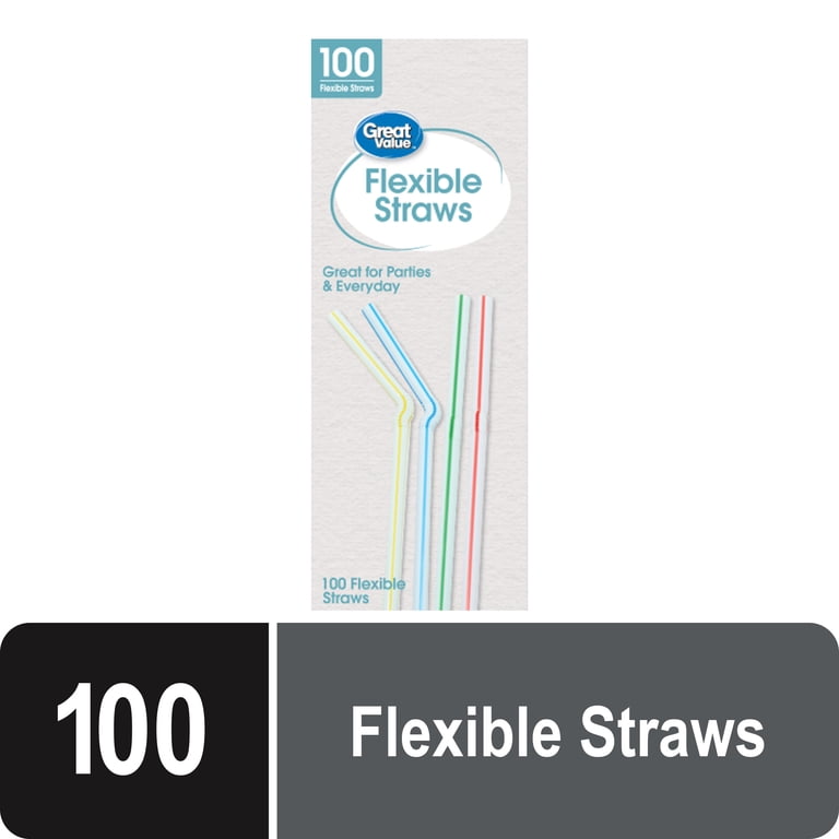 Great Value Plastic Disposable Flexible Straws, 600 Count photo 2