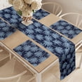 thumbnail image 2 of Ambesonne Navy Blue Table Runner & Placemats, Palm Trees Composition, Placemat 4 pcs + Runner 14"x90", Indigo Pale Teal, 2 of 2