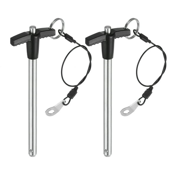 Uxcell 2Pack T Handle Lock Pins, 8mm x 90mm Usage Length Stainless Steel Push-Button Quick Release Pin