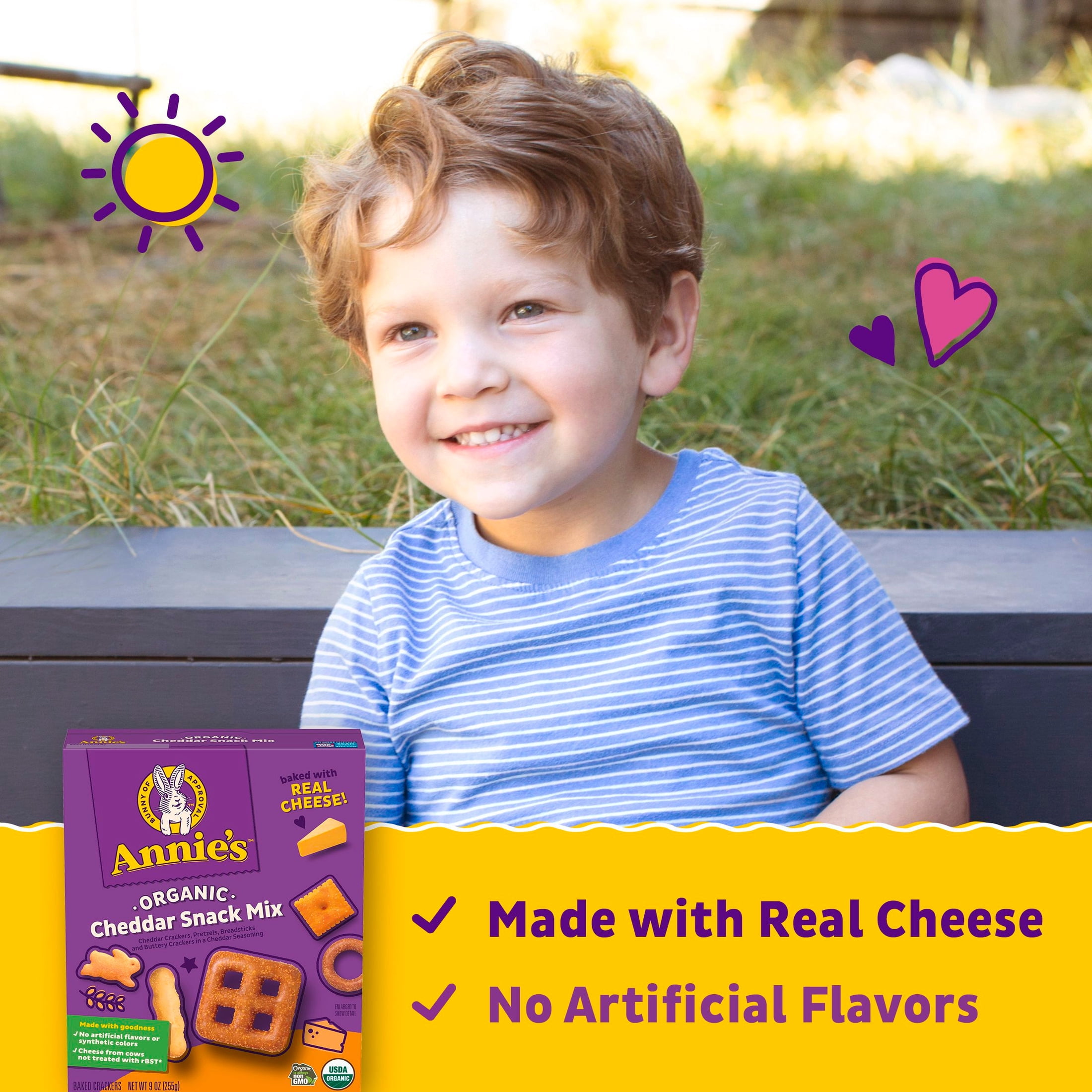 (3 pack) Annie's Cheddar Snack Mix With Assorted Crackers and Pretzels, 9 oz