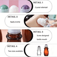 thumbnail image 5 of ACDANC 2 Pack 1Oz Large Amber Glass Roll on Bottles for Essential Oils Perfume Refillable Quartz Roller Ball Applicator Empty Deodorant Containers with Crystal Rollerball, 5 of 6