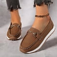 thumbnail image 2 of Rokment Womens Memory Foam Slip on Penny Loafers Classic Trendy Casual Leather Walking Shoes Spring Fall Comfortable Non Slip Work Dressy Oxfords Brown Size 8, 2 of 7