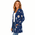 thumbnail image 2 of Women's Plus Size Navy Floral Cardigan, Long Sleeve Open Front Tunic with Pockets, 2 of 8