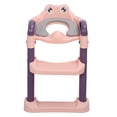 thumbnail image 1 of Asiento de entrenamiento para ir al baño para niños con taburete, escalera, asiento de inodoro de entrenamiento de PU ajustable en altura plegable, color rosa, 1 of 5