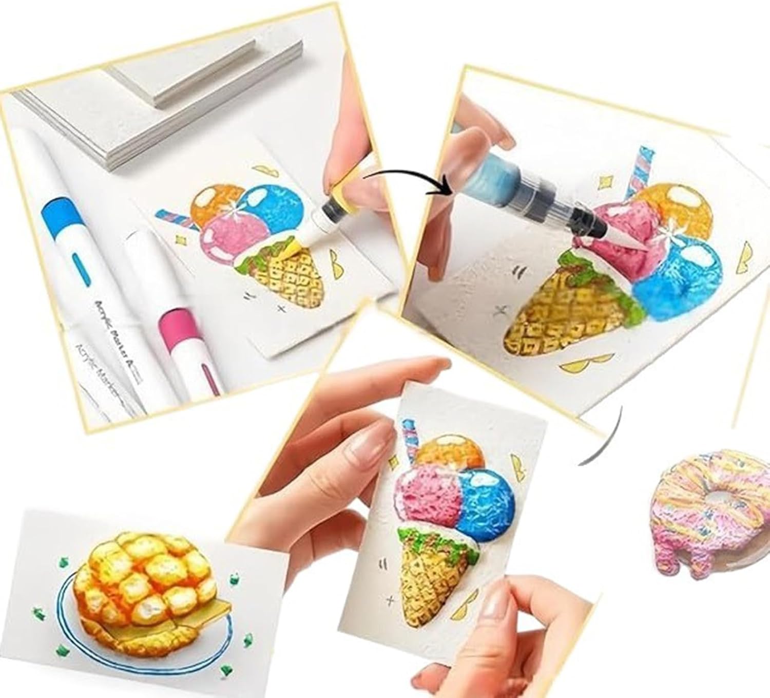 Puffy Art Kit,Magic Puffy Paint Kit- 3D Painting Round Kit with Foam Paper,Markers,Beaded Chains,DIY Bubble Painting Pen Art Supplies for Canvas,Home Decor,Kids Projects,Family Fun