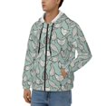 thumbnail image 3 of Wukai Hand Drawn Chickens Print Men's Zip-Up Hoodie,Fleece Full-Zip Hoodie for Men, Hooded Sweatshirt-3X-Large, 3 of 5