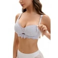 thumbnail image 4 of INSPIRE CHIC Nursing Bra for Women's Lace V Neck Wirefree Light and Breathable Maternity Bralette D 42 Grey, 4 of 4