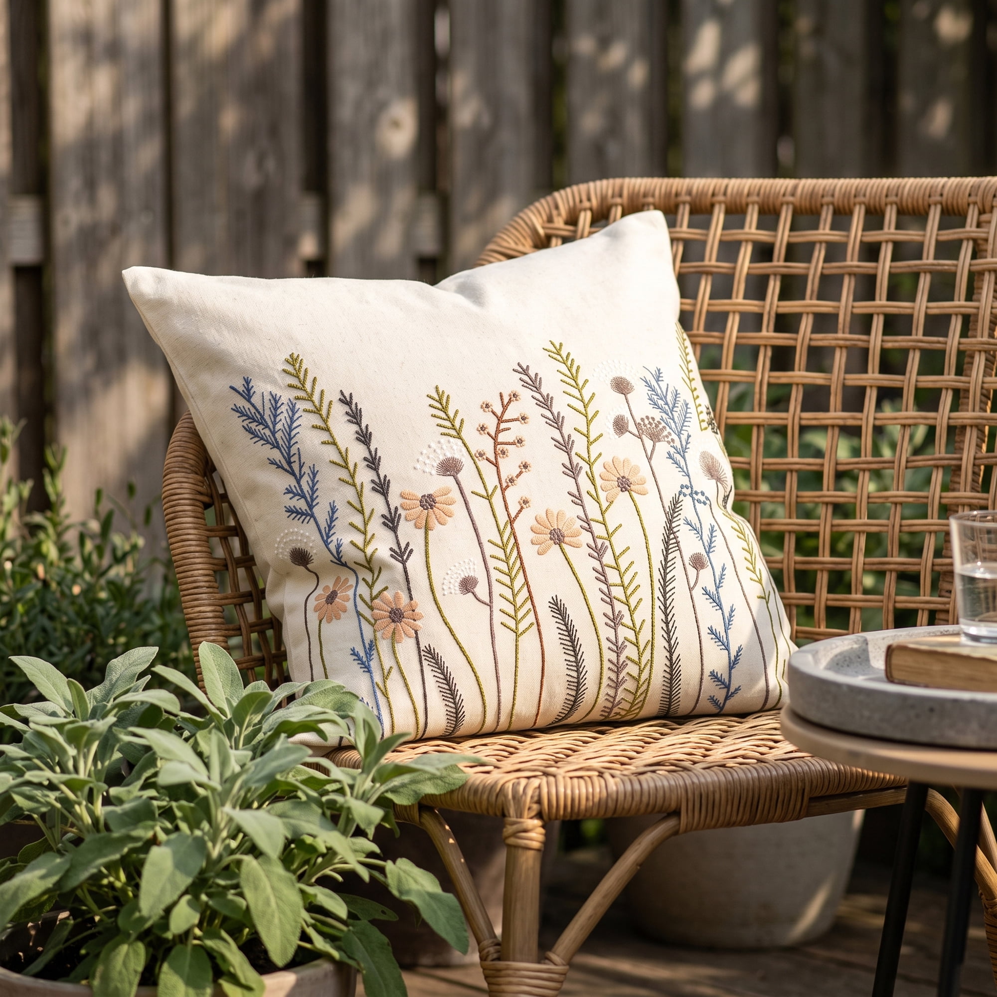 Unique Bargains Floral Embroidered Throw Pillow Cover for Home Decor Multicolor 18"x18"