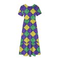 thumbnail image 6 of Summer Beach Dress for Women 2024 Plus Size Fashion Mardi Gras Printed Carnival Short Sleeve Crewneck Dress Casual Flowy Tiered Maxi Beach Dress With Pockets 50% off Clearance!, 6 of 6