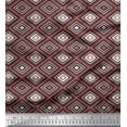 thumbnail image 1 of Soimoi Brown Poly Georgette Fabric Diamond & Triangle Geometric Fabric Prints By Yard 42 Inch Wide, 1 of 3