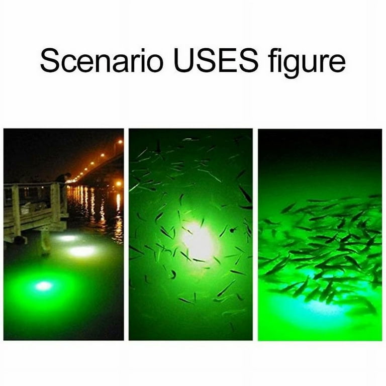 12V LED Green Underwater Submersible Night Fishing Light Crappie Shad Squid  Boat
