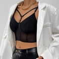 thumbnail image 4 of Women Strappy Top 3/4 Cup Adjustable Straps Slim Fit Breathable Short Mesh  Top for Party Daily, 4 of 8