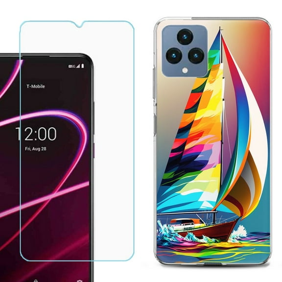 OneToughShield ® for T-Mobile Revvl 6x 5G Shockproof Phone Case, with Tempered Glass Screen Protector - Sailing