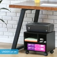 thumbnail image 2 of FITUEYES Mobile Under Desk Printer Stand with Wheels, Portable Printer Cart with 3 Compartments Storage Spaces for Home Office, Stone Black, 2 of 6