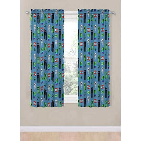 Minecraft Monster Hunters 2 Panels Drapes Set - 63 Inch Long - Gamer Home Décor