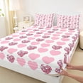 thumbnail image 3 of Homewish Love Heart Print Twin Sheet Sets 3pcs for Female Men Adults,Pink White Twin Fitted Sheet Microfiber,Romantic Valentine's Day Breathable Flat Sheet,Microfiber Bedroom Decor, 3 of 7