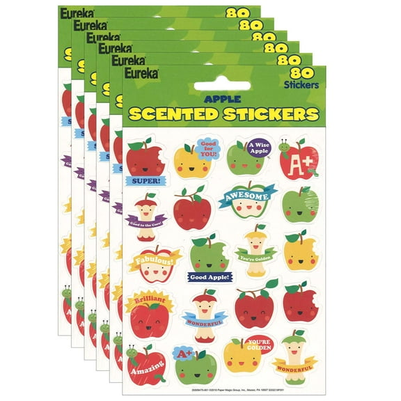 Eureka Apple Scented Stickers, 80 Per Pack, 6 Packs