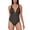 Charcoal, variant on Womens Crochet Plunging One-Piece Swimsuit
