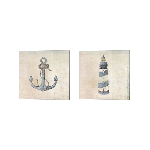 Great Art Now Anchor & Lighthouse by JMB Designs 2 Piece Canvas Art Set Each 14W x 14H
