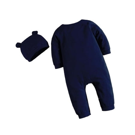 

Casual Heart print Round Neck Sweatshirt Long Sleeve Navy Blue Baby Jumpsuits (Baby s)