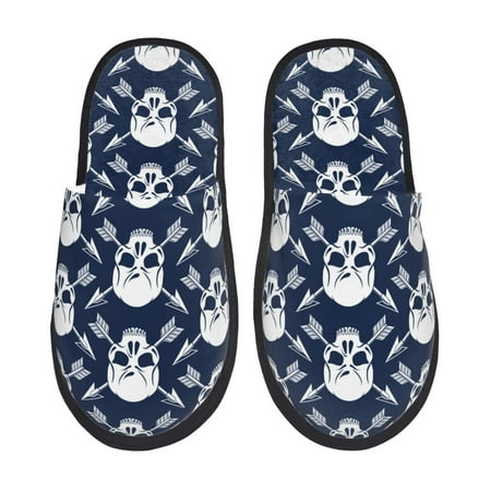 Balery white arrow Skull Slient Indoor Furry Fleece Comfort House Shoes Soft Non-Slip Home Shoes Cotton slippers House Slippers-- Medium
