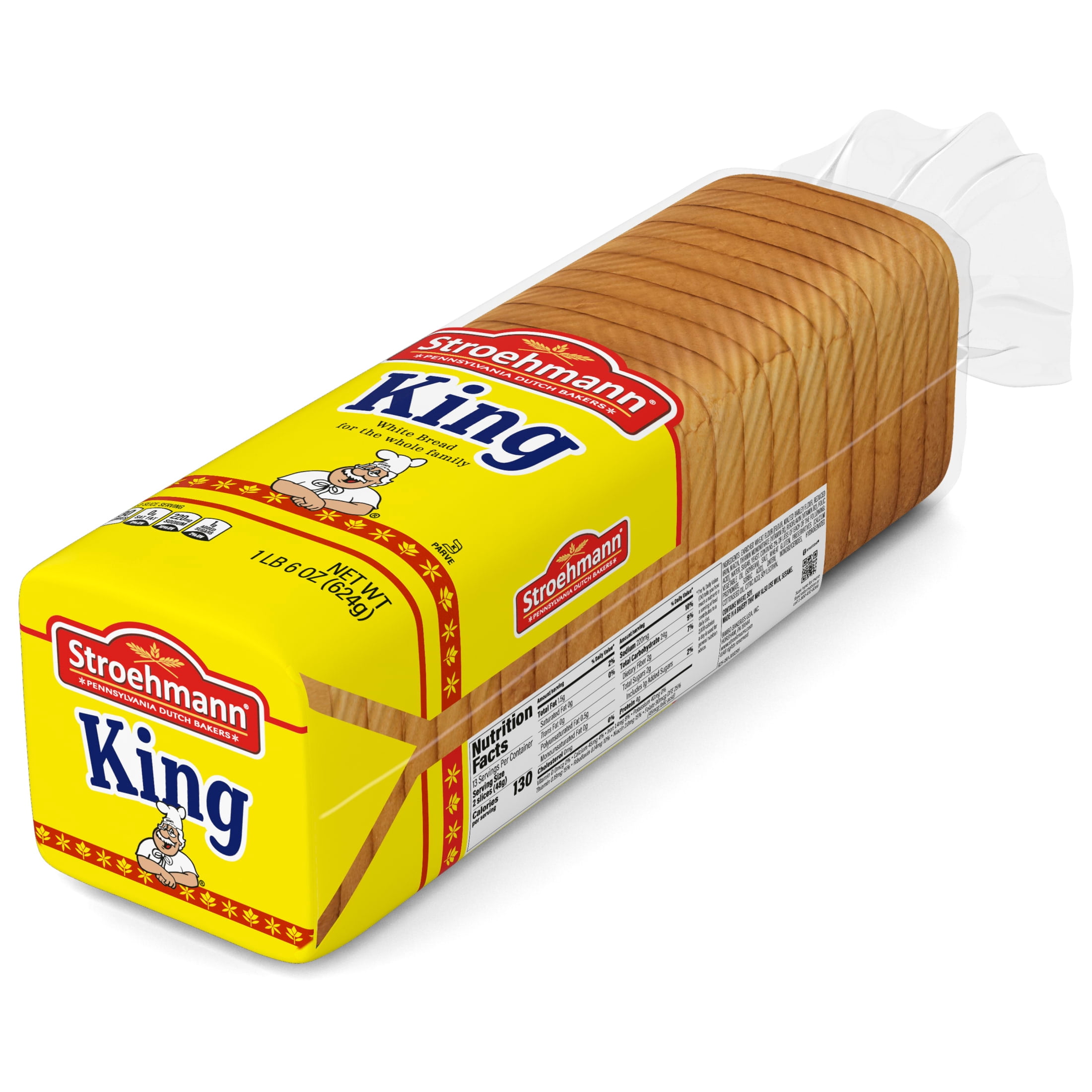 Stroehmann King Bread, 22 oz, Plain White Bread, Bag