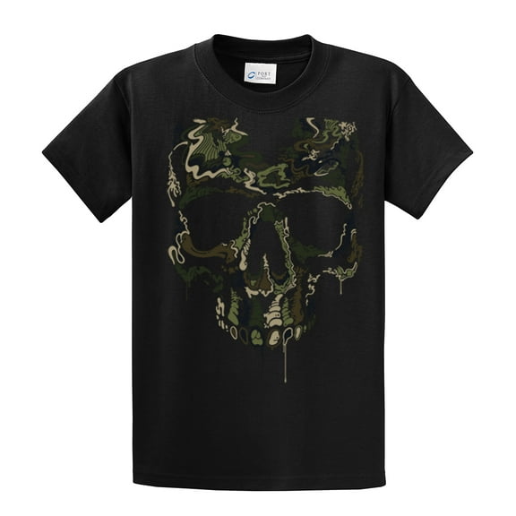 Army Military Camoflauge Skull T-shirt Skeleton Special Operations War Skeleton Armed Militia Tee Shirt -Black-Small