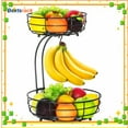 thumbnail image 1 of Bextsrack Fruit Basket Vegetable Bowl with Banana Hanger for Counter, Black, 1 of 7