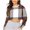 Brown, variant on Womens Plaid Cropped Sweatshirt Oversized Crewneck Pullover Crop Tops Trendy Casual Going Out Top Brown M