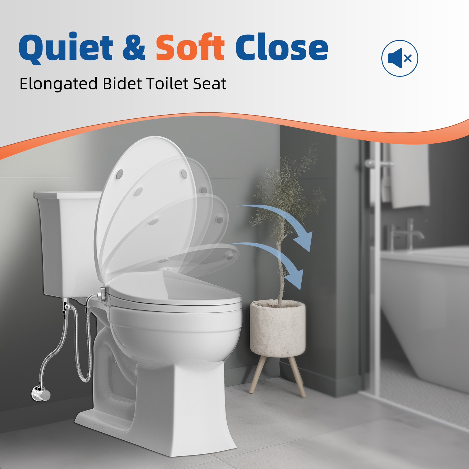CADOVE Elongated Bidet Toilet Seat, Non-Electric Dual Nozzle Bidet Attachment with Adjustable Self-Cleaning Nozzles