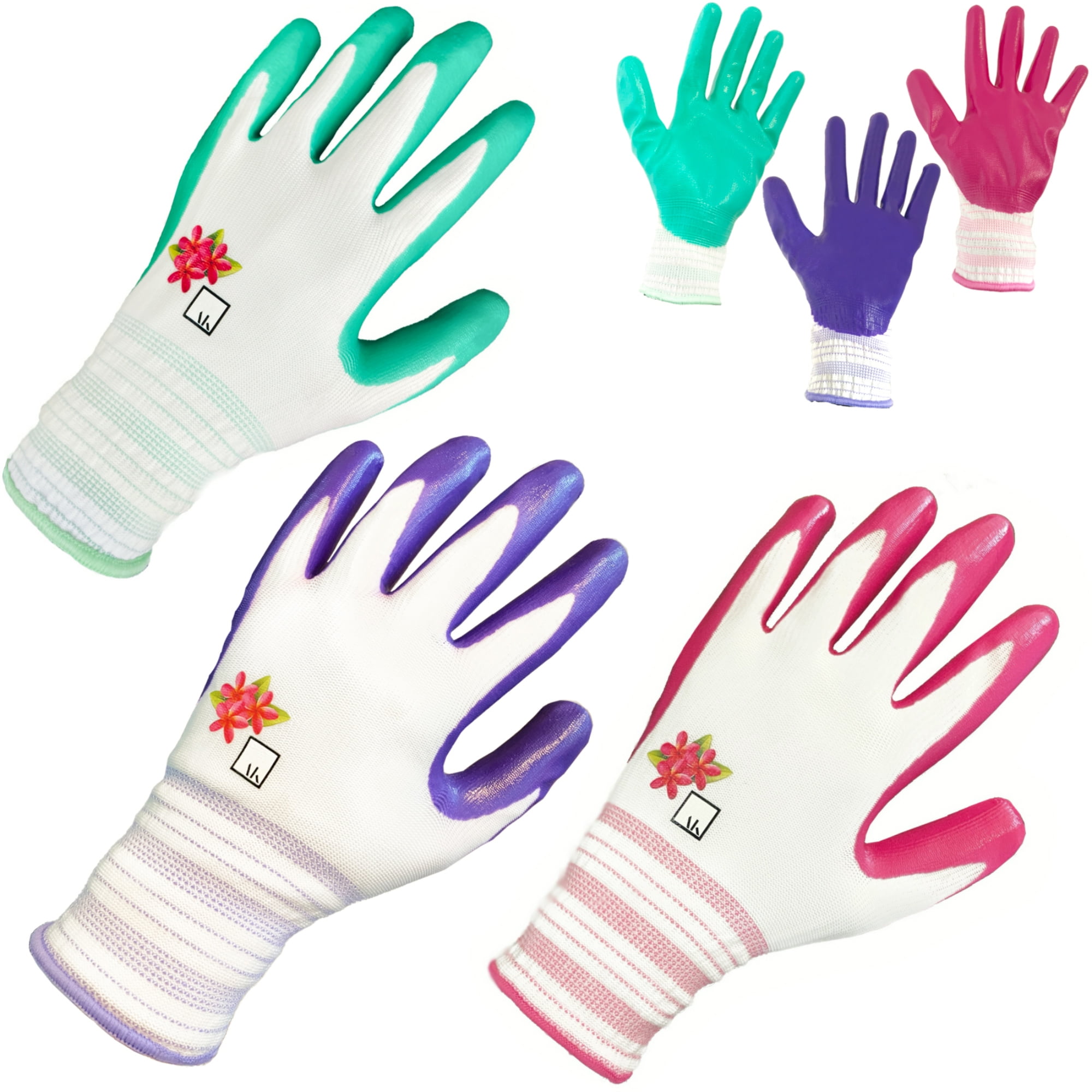 Home & Living Outdoor & Gardening Garden Gloves & Aprons 3-Pack Womens Medium/Large Purple/Pink Polyester Garden Gloves 