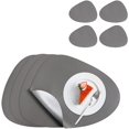 thumbnail image 1 of Juegos de 4 manteles individuales y posavasos de piel sintética, 4 manteles individuales y 4 posavasos para mesa de comedor (gris/gris plateado) brillar Electrónica, 1 of 5