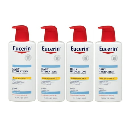 - 4 Pack Eucerin Daily Protection Moisturizing Body Lotion SPF15 16.9 Oz Each