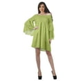 thumbnail image 3 of Moomaya Lime Robe d'Été Dénudée pour Femmes Robe de Plage en Coton avec Manches Cloche - TG, 3 of 5
