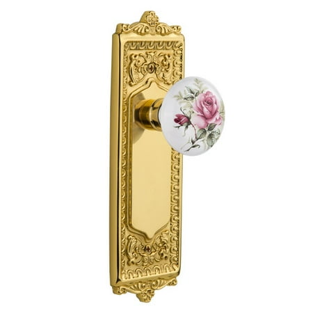 Nostalgic Warehouse White Rose Porcelain Double Dummy Door Knob With Egg And Dart Plate