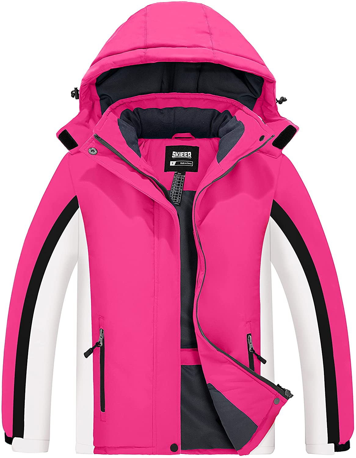 Skieer Women's Waterproof Ski Jacket Warm Winter Snow Coat Windproof Hooded Rain Jacket 