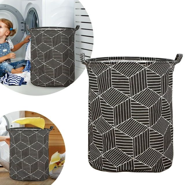 Stylish Patterned Linen Laundry Hamper Large Open Top Breathable Fabric For Bedroom Bathroom Durable And Easy Design