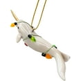 thumbnail image 4 of Narwhal Unicorn Whale Wrapped in Lights Christmas Tree Ornament, 4 of 7