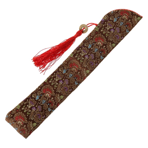 SDFGTstore Silk Folding Chinese Hand Fan Bag With Tassel Dustproof Holder Protector Pouch C