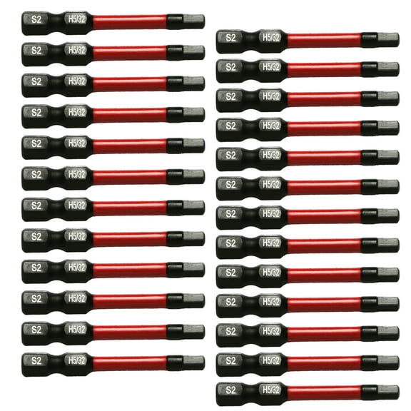 TMAX 25 pc H5/32 H-5/32 Inch Hex Head Allen Wrench Black High Torque Impact Screwdriver Insert Bits Set S2 Steel Torsion Resistant, 2 Inch Long, 1/4 Inch Hex Shank with Quick Release Slot